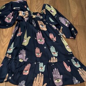 Stylish Navy Kids Dress with Eye Print